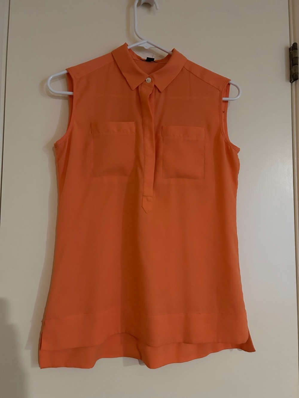 Ann Taylor Sleeveless Collared Blouse in Bright Orange